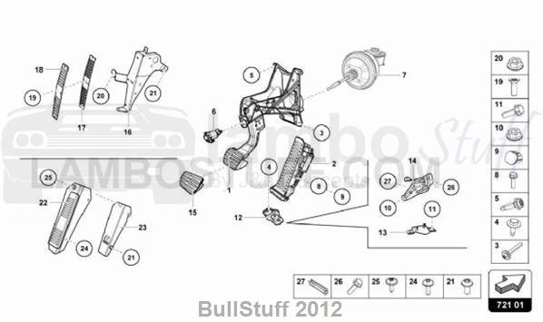 2018 Lamborghini HURACAN LP610-4 COUPE AUSTRALIA BRAKE AND ACCEL. LEVER MECH. (721.01.00)